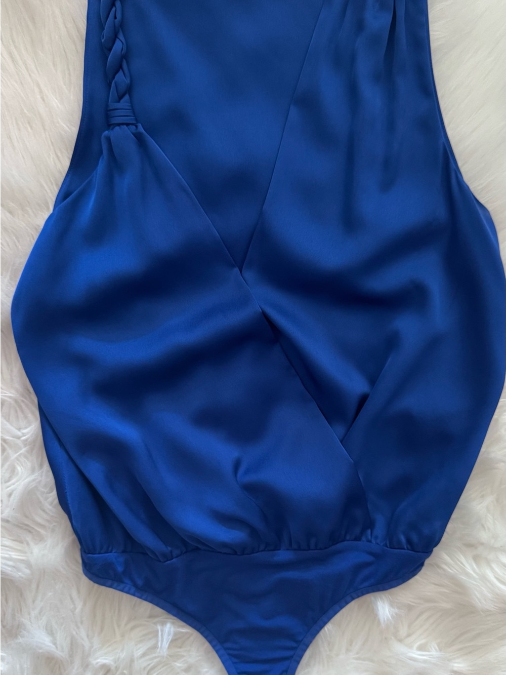 Sleek Royal Blue Satin Bodysuit